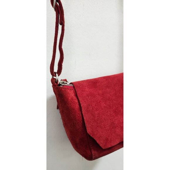 ASOS Red Suede Mini Crossbody Bag – Small Shoulder Purse - Picture 5 of 13